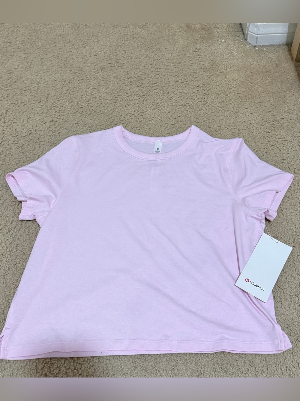 NWT Lululemon Classic Fit Cotton Blend T Shirt Meadowsweet Pink SZ 6